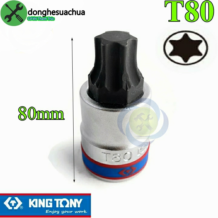 Đầu tuýp sao t80 3/4 kingtony 602380 dài 80mm trắng đen