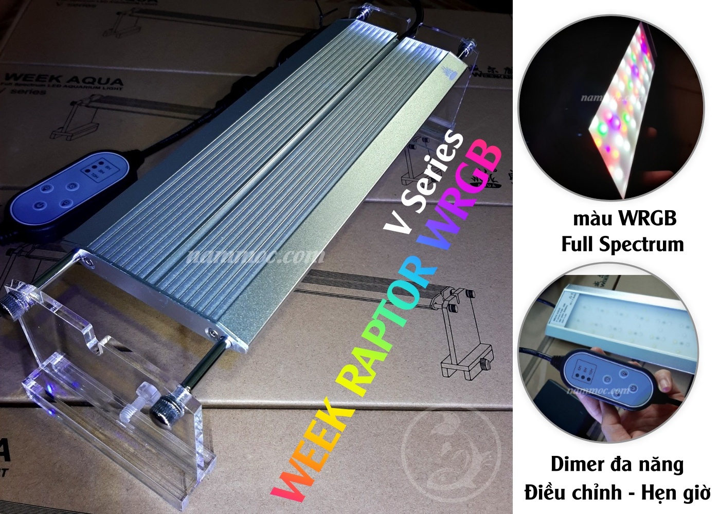 Đèn LED Thuỷ Sinh WEEK RAPTOR WRGB V Series 2021 - Bản Nâng Cấp Có Dimmer Điều Chỉnh Độ Sáng & Hẹn Giờ