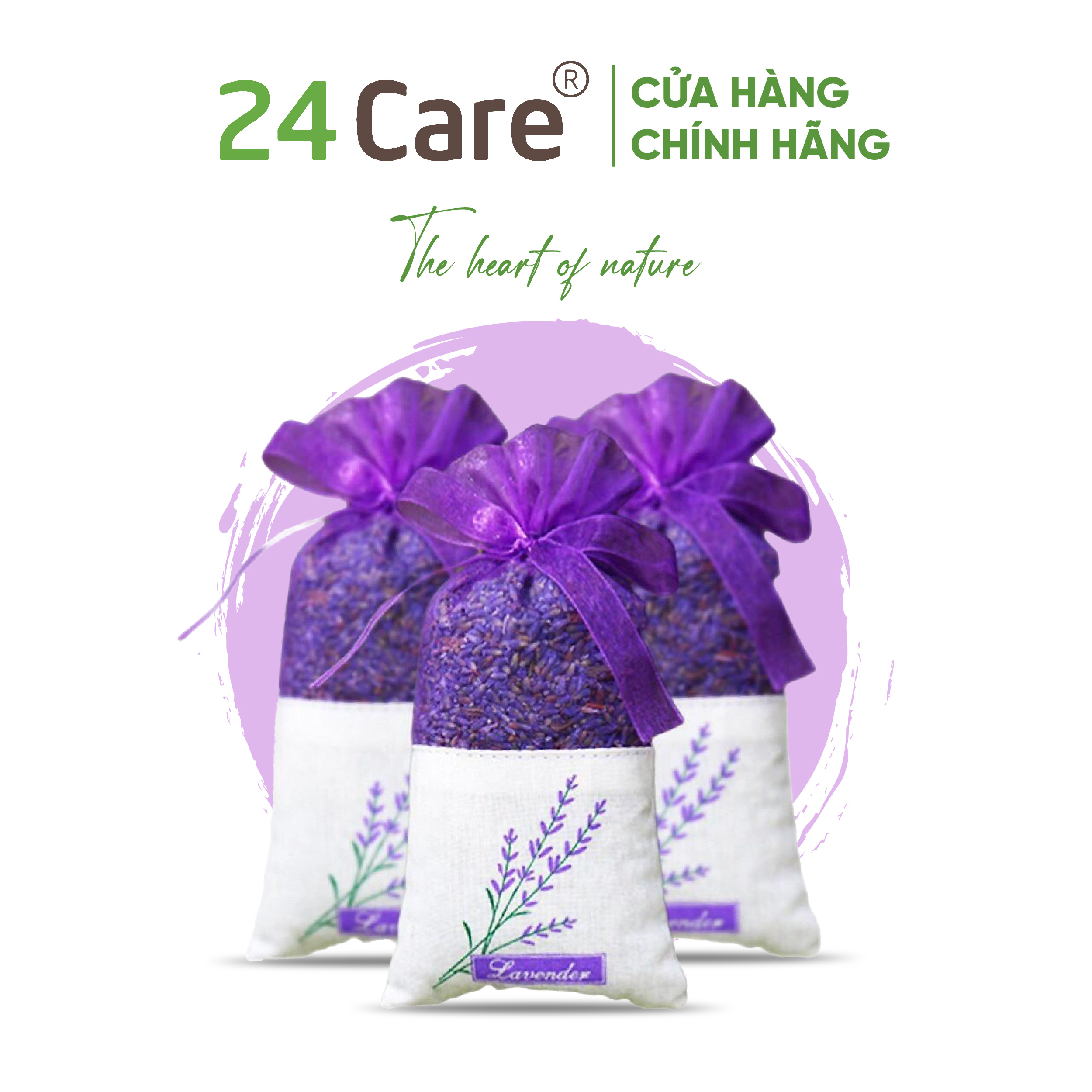 Túi thơm hoa Oải Hương - Lavender 24CARE treo xe ô tô, tủ quần áo