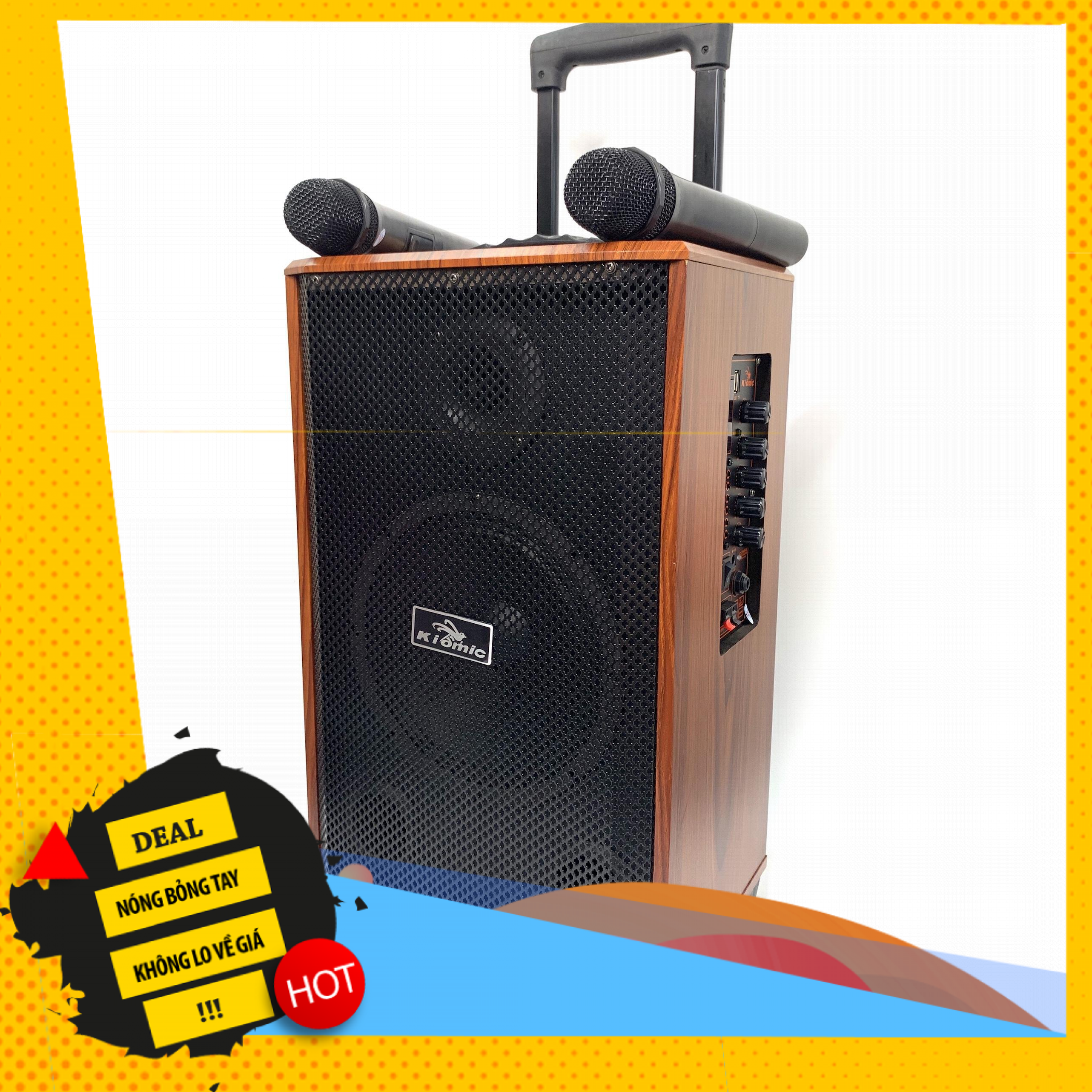 Loa kéo karaoke mini giá rẻ Kiomic K-88, Loa kéo bluetooth hát karaoke gia đình âm thanh cực hay + Tặng 2 micro - K88