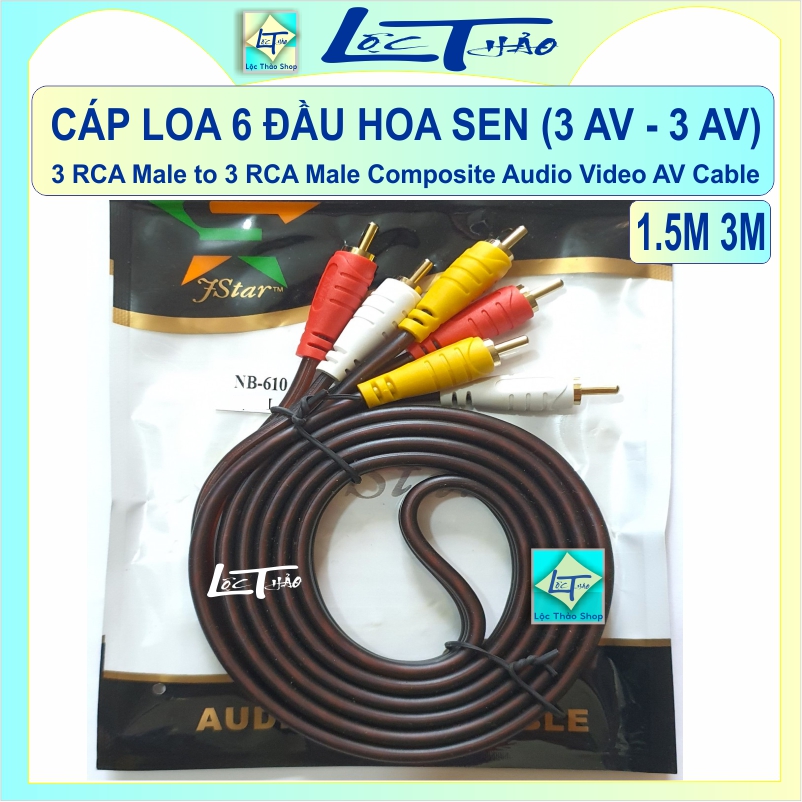 Cáp loa av 6 đầu bông sen dài 1.5m 3m jstar jsj