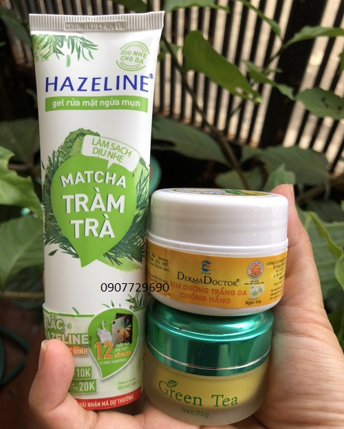 Trọn bộ 3 kem dermadoctor + trà xanh + hazeline