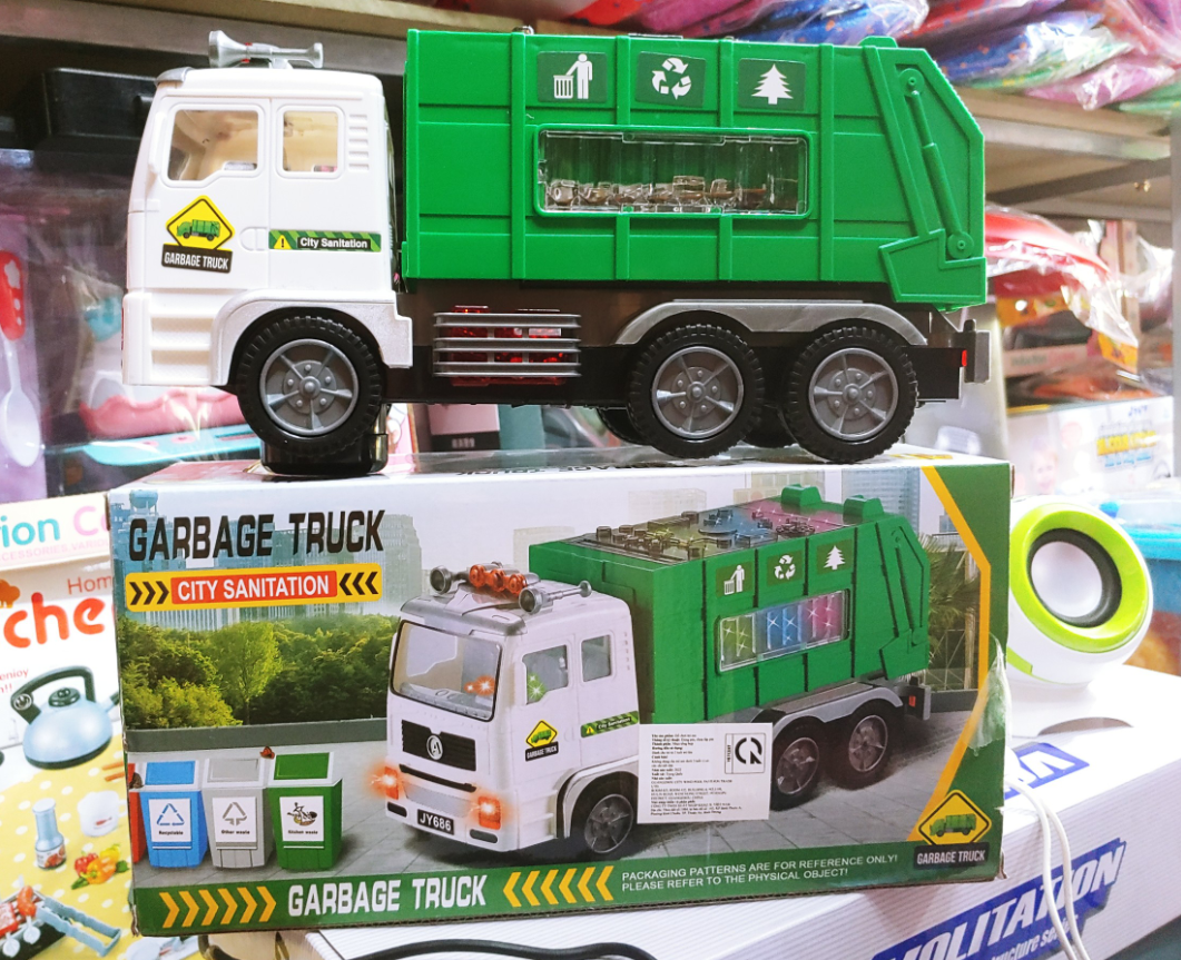 Đồ chơi xe rác chạy pin aa, chạy tự động có kèm nhạc đèn - đồ chơi xe tự động - đồ chơi giá rẻ- đồ chơi xe trẻ em cực kì vui nhộn