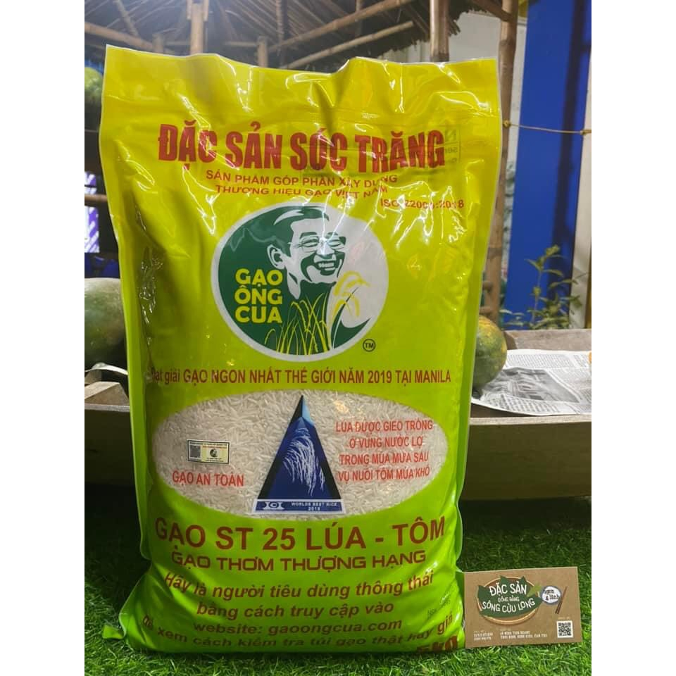 Gạo ST25 Lúa-tôm túi 5kg - Gạo Ông Cua