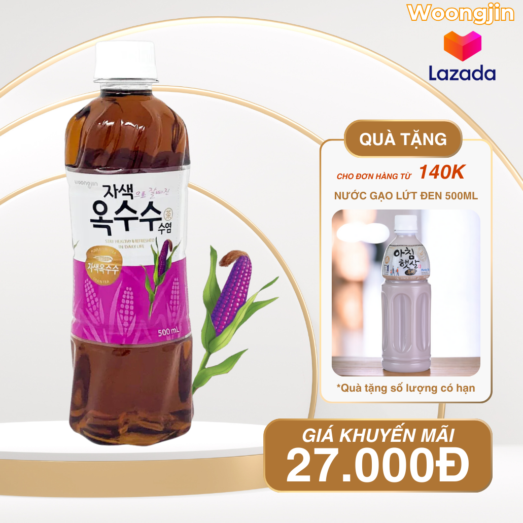 Trà Râu Bắp Không Đường - Woongjin chai 500ml
