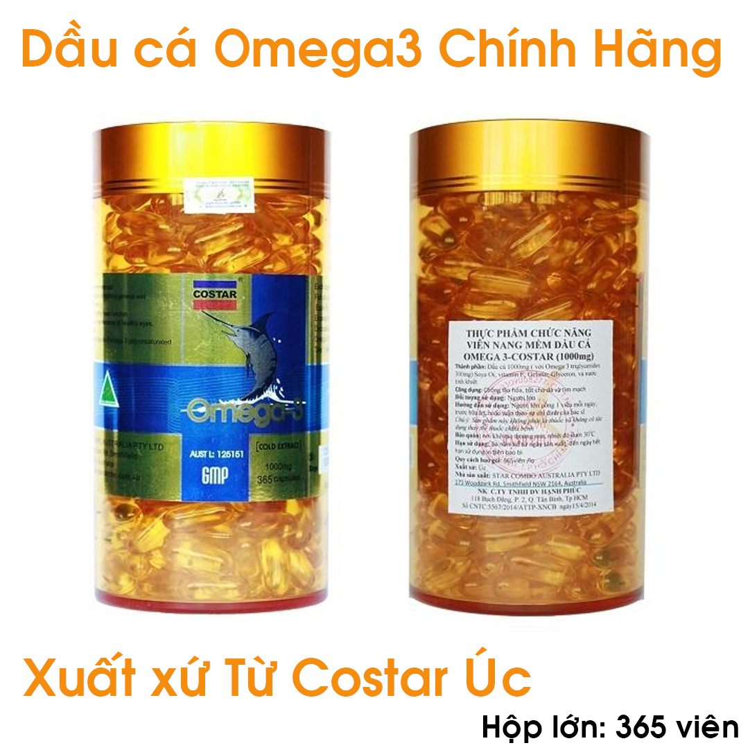 Viên Nang Mềm Dầu Cá Costar Omega 3 1000mg (hộp lớn 365 viên)