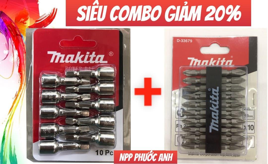 SIÊU COM BO 10 ĐẦU VÍT BẮN TÔN + 10 ĐẦU VẶN VÍT MAKITA CAO CẤP CÓ NAM CHÂM HÍT GIẢM 20%