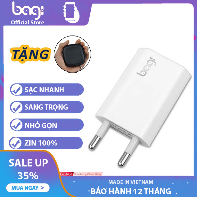 Củ sạc dẹt bagi 5v-1a cho iphone/ipad/ipod đạt tiêu chuẩn châu âu màu trắng cao cấp mã ce-i51-bagi boss store