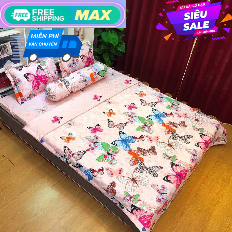 Bộ ga kèm - 2 áo gối - đủ size mẫu bướm xinh