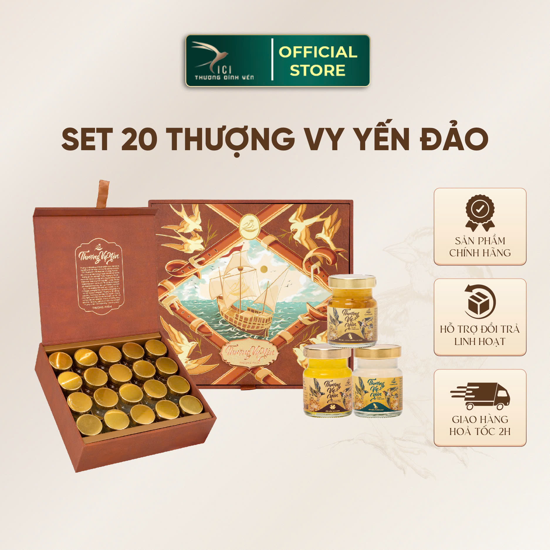 Set quà 20 hũ thượng phẩm yến sào chưng sẵn CiCi Thượng Đỉnh Yến hũ 70ml 30% yến sào Khánh Hòa nguyên chất cao cấp