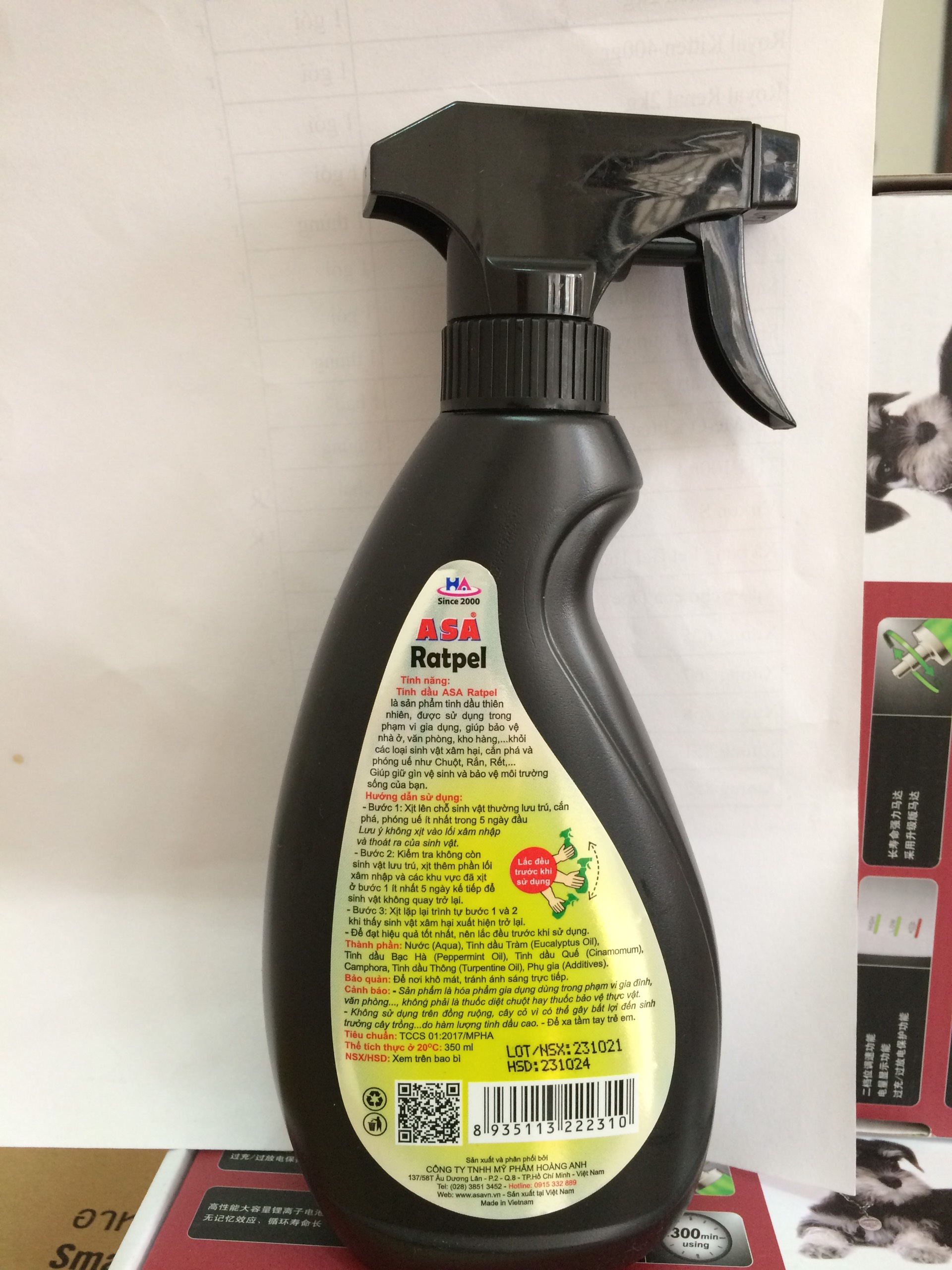 Chai xịt xua đuổi chuột, gián, rắn, rếch asa ratpel