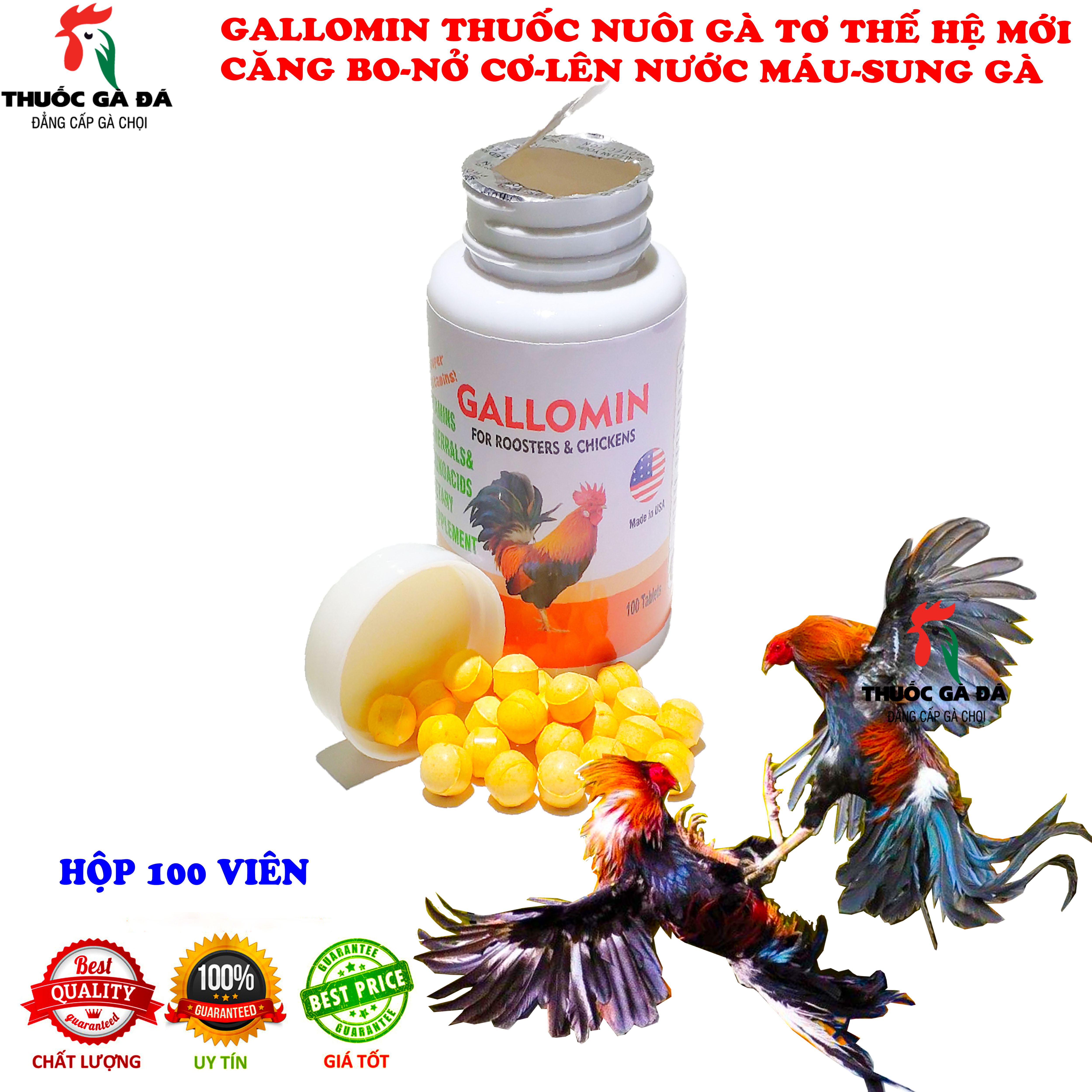 Gallomin new ,sản phẩm nuôi gà tơ chế độ đá.hộp 100 viên