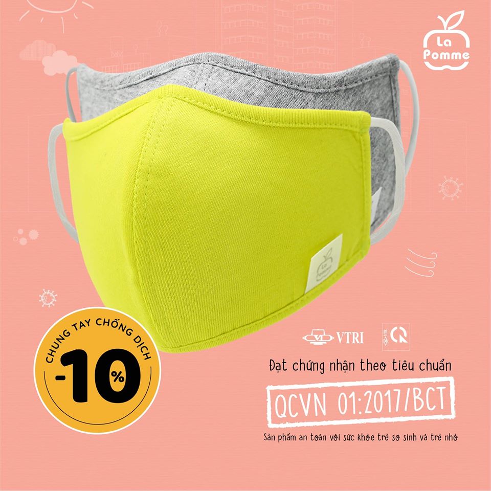 Set 2 khẩu trang sợi tre 4 lớp kháng khuẩn Lapomme