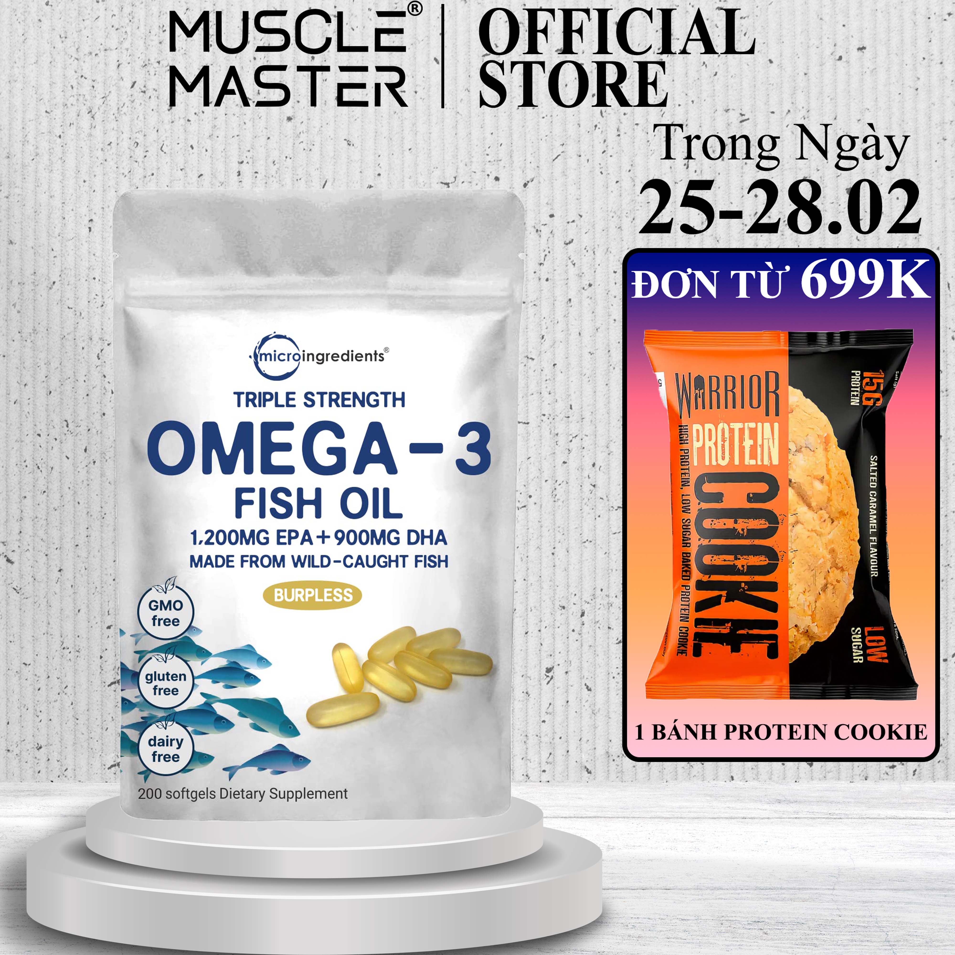 [HCM]Viên Uống Dầu Cá Micro Ingredients 3 Fish Oil 200 Viên