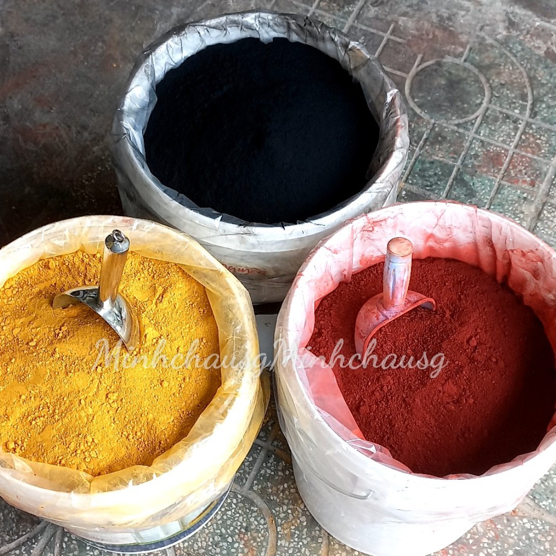 Bột màu sơn chậu, bột trám gỗ, bột màu pha sơn nước, pha màu xây dựng đen, đỏ chu, vàng nghệ
