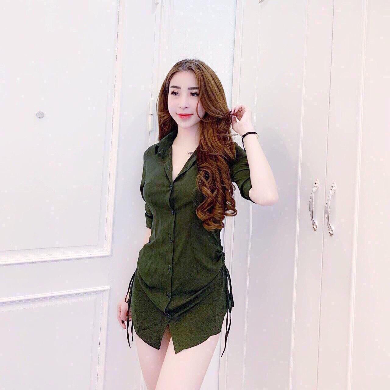 Đầm sơ mi rut đây