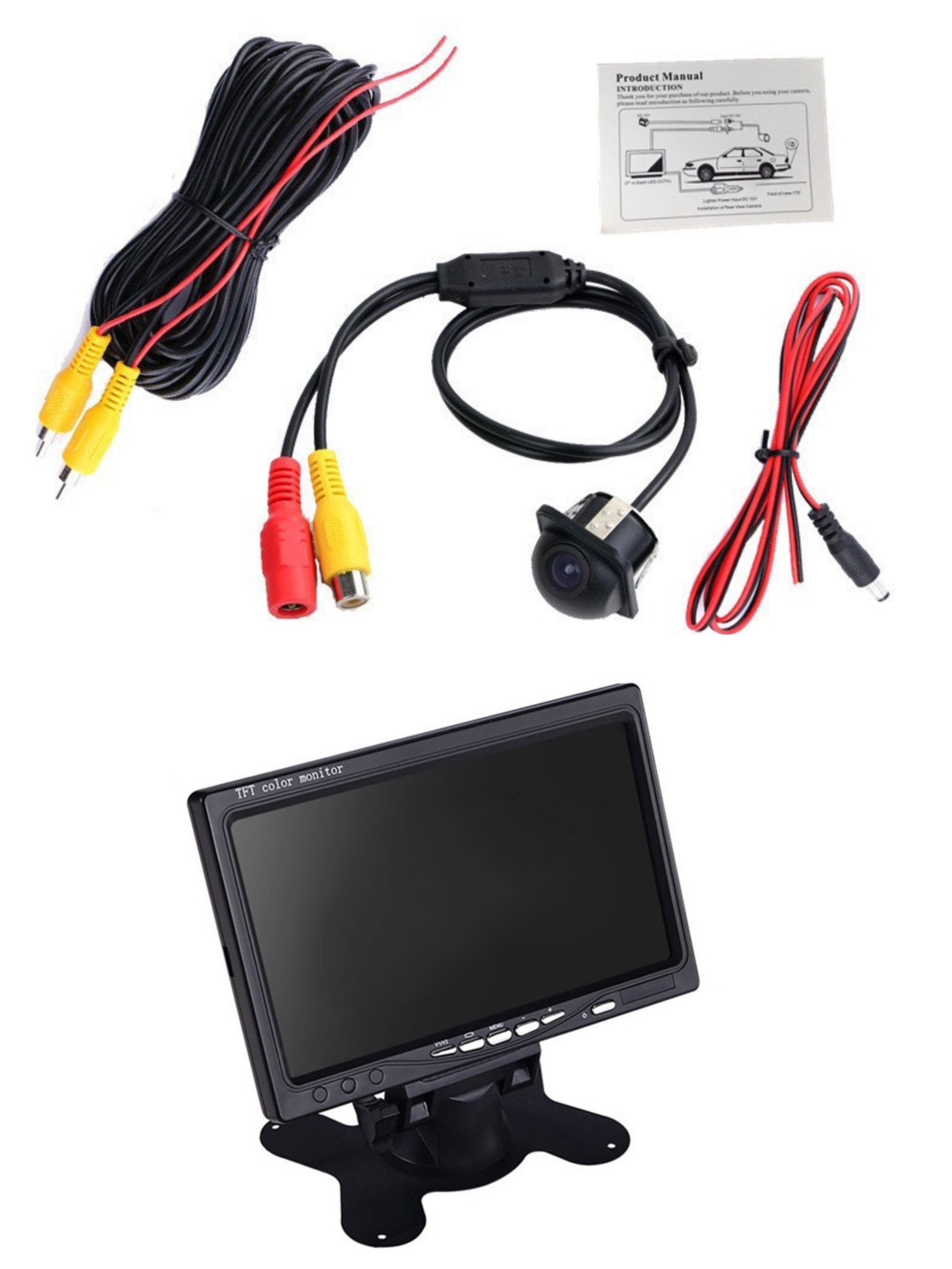Combo màn hình 7 inch + camera lề phải không vừa với cam lùi 12v