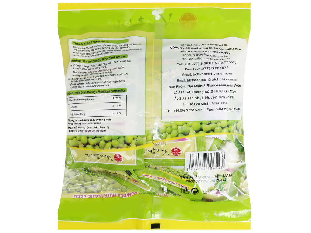 Bột đậu xanh hạt sen Bích Chi bịch 350g