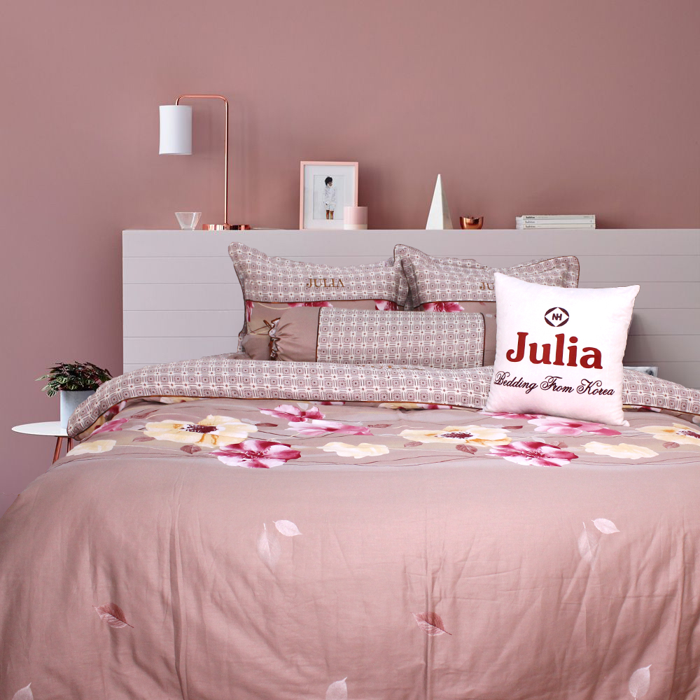 Bộ chăn ga gối drap giường cotton satin Hàn Quốc Julia 491