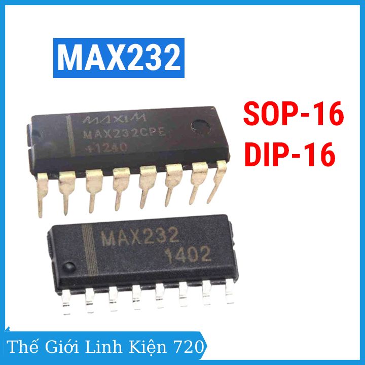 Ic giao tiếp max232 dip16 / sop16 16 chân cắm, chân dán tùy chọn