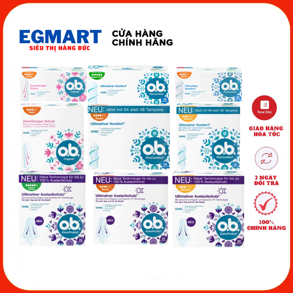 Tampon, Băng vệ sinh Tampon Ob Procomfort, băng vệ sinh dạng nút chai, nội địa Đức