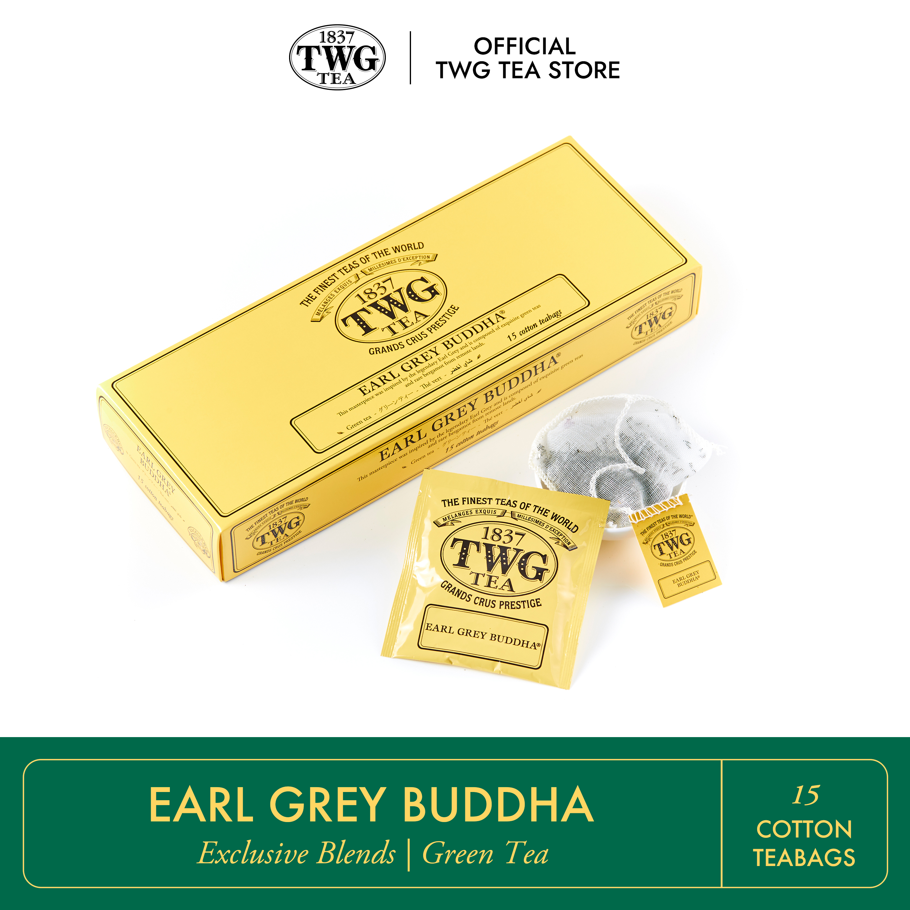 Trà TWG Tea - Earl Grey Buddha Tea (2.5g x 15 túi lọc) | Trà Xanh
