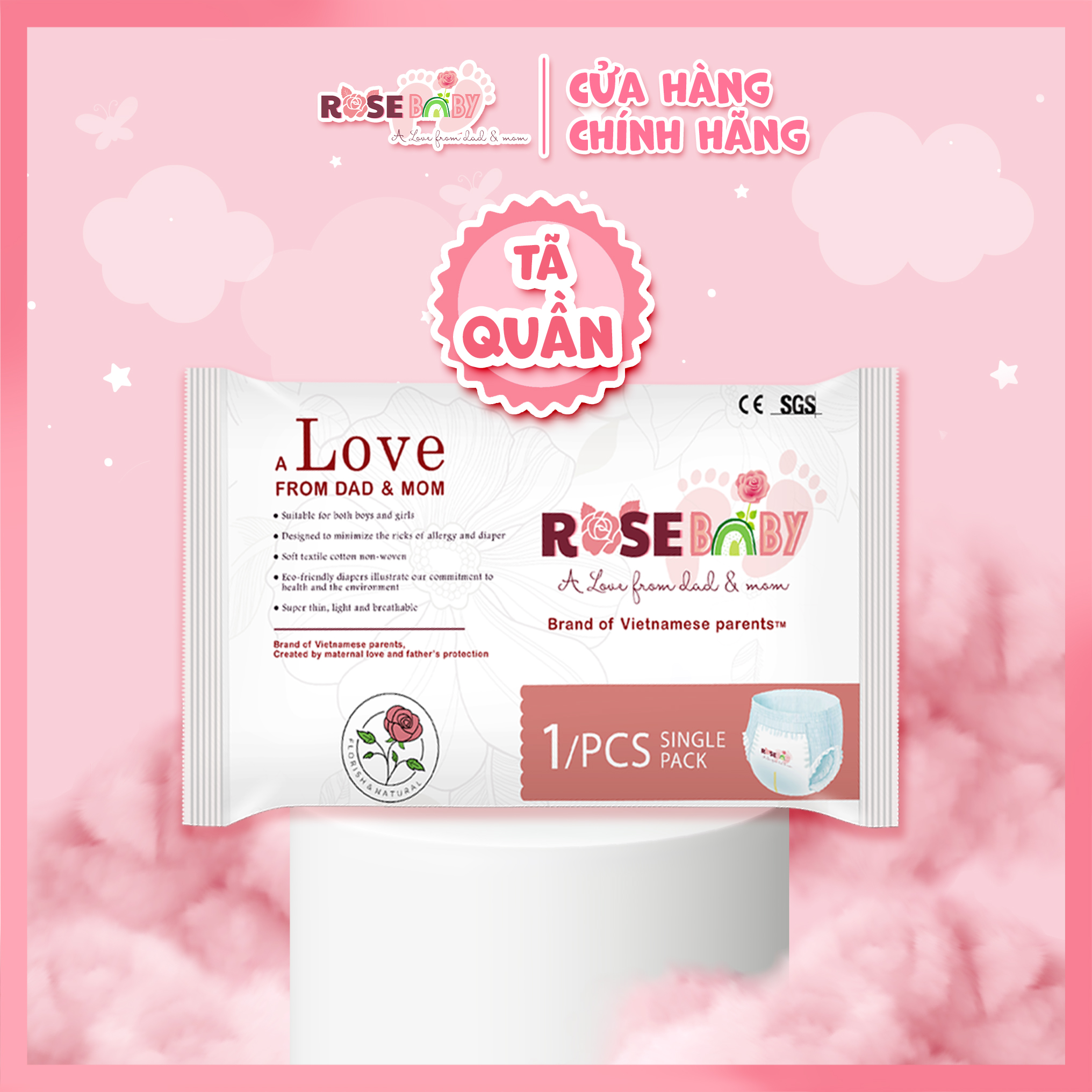 Tã quần rose baby miếng dùng thử đủ size m/ l/ xl/ xxl/ xxxl