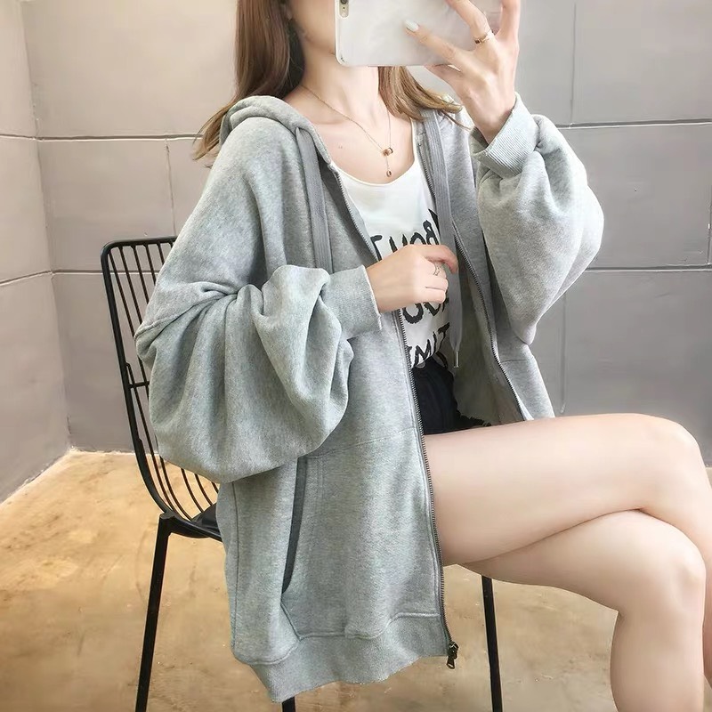 [HCM]ÁO KHOÁC HOODIE NỮ TRƠN CÓ KHÓA KÉO THỜI TRANG