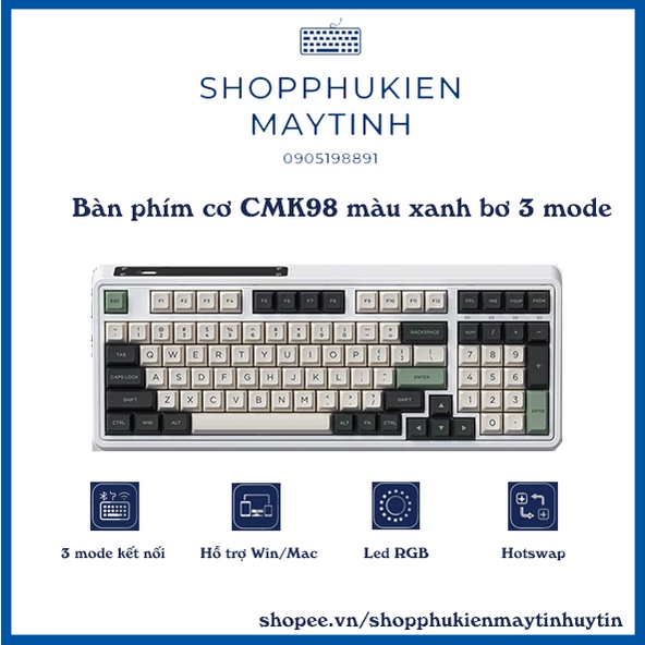 Bàn phím cơ FL-Esports CMK98 3 Mode (Type-C / Bluetooth / 2.4G) Hotswap, Led RGB