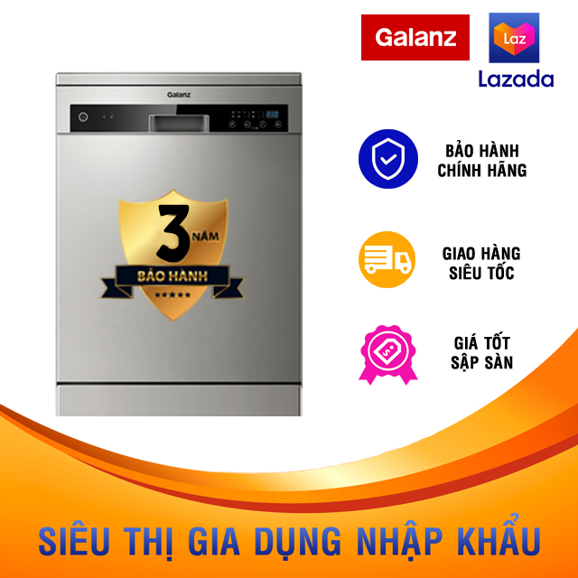 Máy rửa chén Galanz W60F12T hoặc W60B1A401K 12 bộ giá SIÊU RẺ - Miễn Phí Vận Chuyển - rửa xoong nồi, công nghệ Châu Âu, may rua chen gia re, may rua bat gia re, may rua bat gia dinh, BH 02 năm
