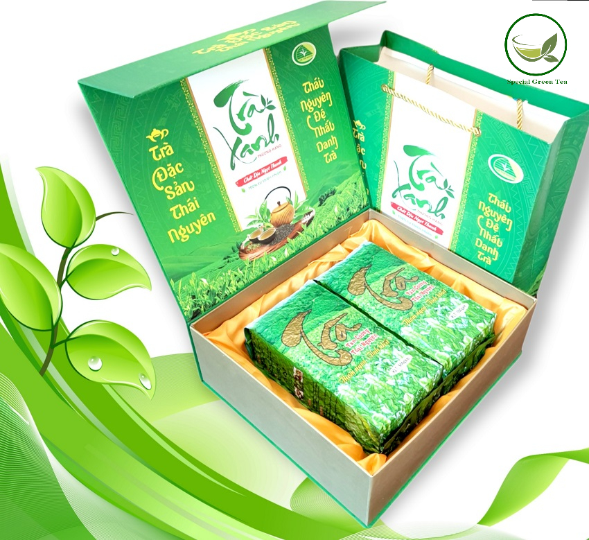 Set quà tặng - trà thái nguyên tân cương hộp 1 kg màu xanh, set trà quà tặng, loại đặc biệt thơm ngon nước xanh – thiên hương trà