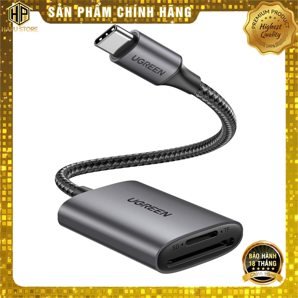 Đầu đọc thẻ sd/tf ugreen 80887 - 80888 vỏ nhôm cao cấp - hapustore