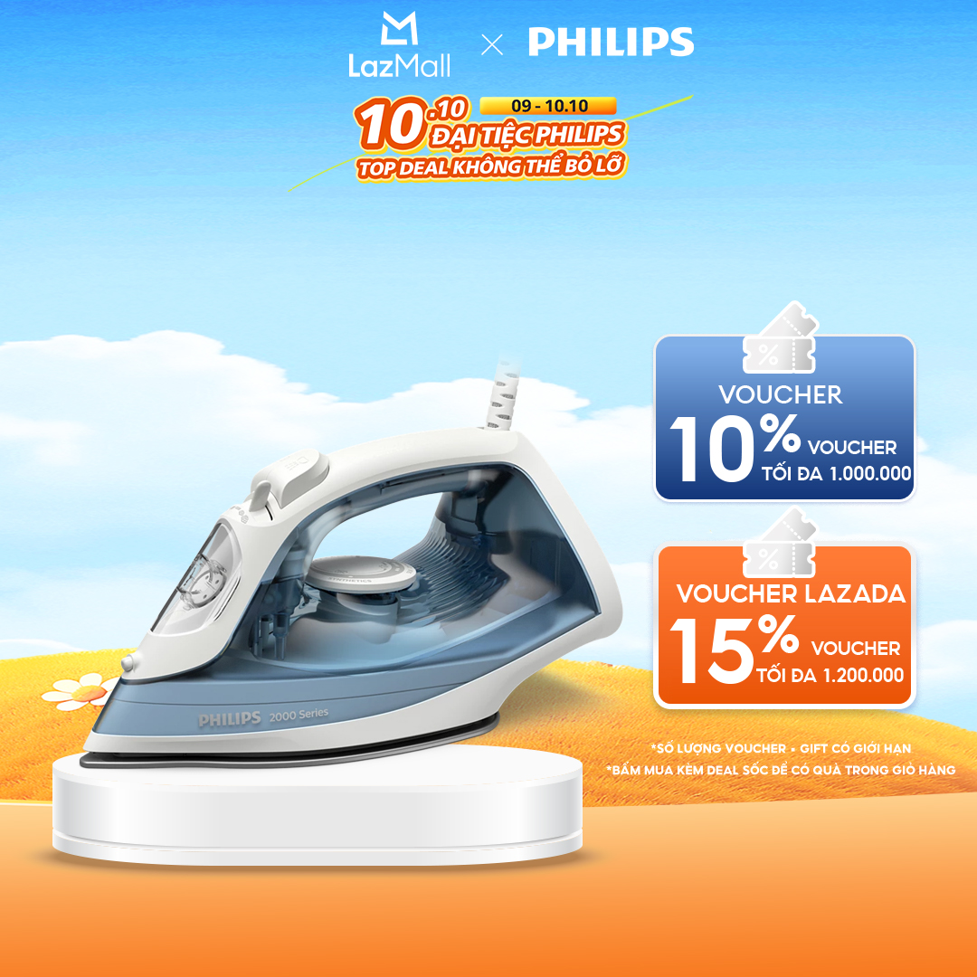 Bàn Ủi Hơi Nước Philips DST2010/20 | 2000W| mặt đế ceramic - Hàng Chính Hãng