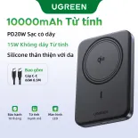 UGREEN Sạc pin dự phòng 10000mAh Power Bank Từ tính Qi2 15W +PD 20W USB Type C Portable Sạc nhanh Charger cho iPhone 16 15 14 Pro Max Samsung S24 Ultra Model:55135