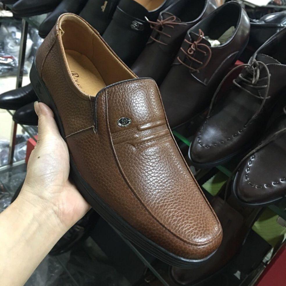Giầy công sở da bò trung niên da mềm đi êm chân bảo hành 12tháng giầy lười trung tuổi