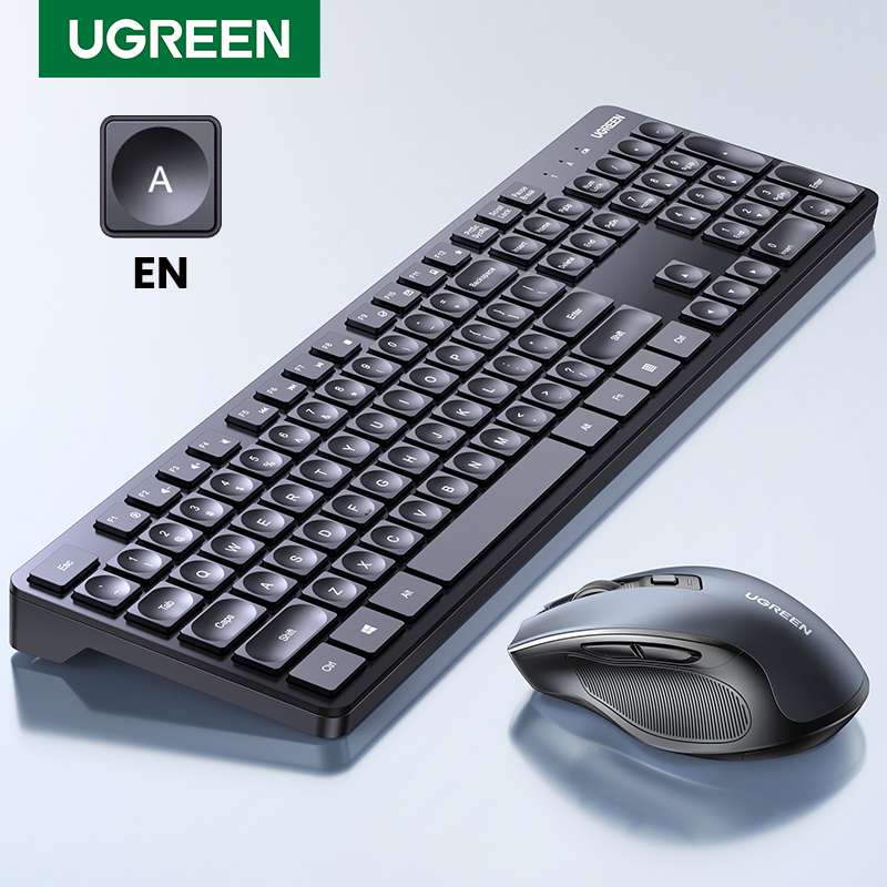 Hàng mớiUGREEN KU004 bàn phím 2.4G English bàn phím máy tính keycap chuột bàn phím máy tính bàn phím rời cho laptop For Work Office Gaming PC Accessories Mice Pads