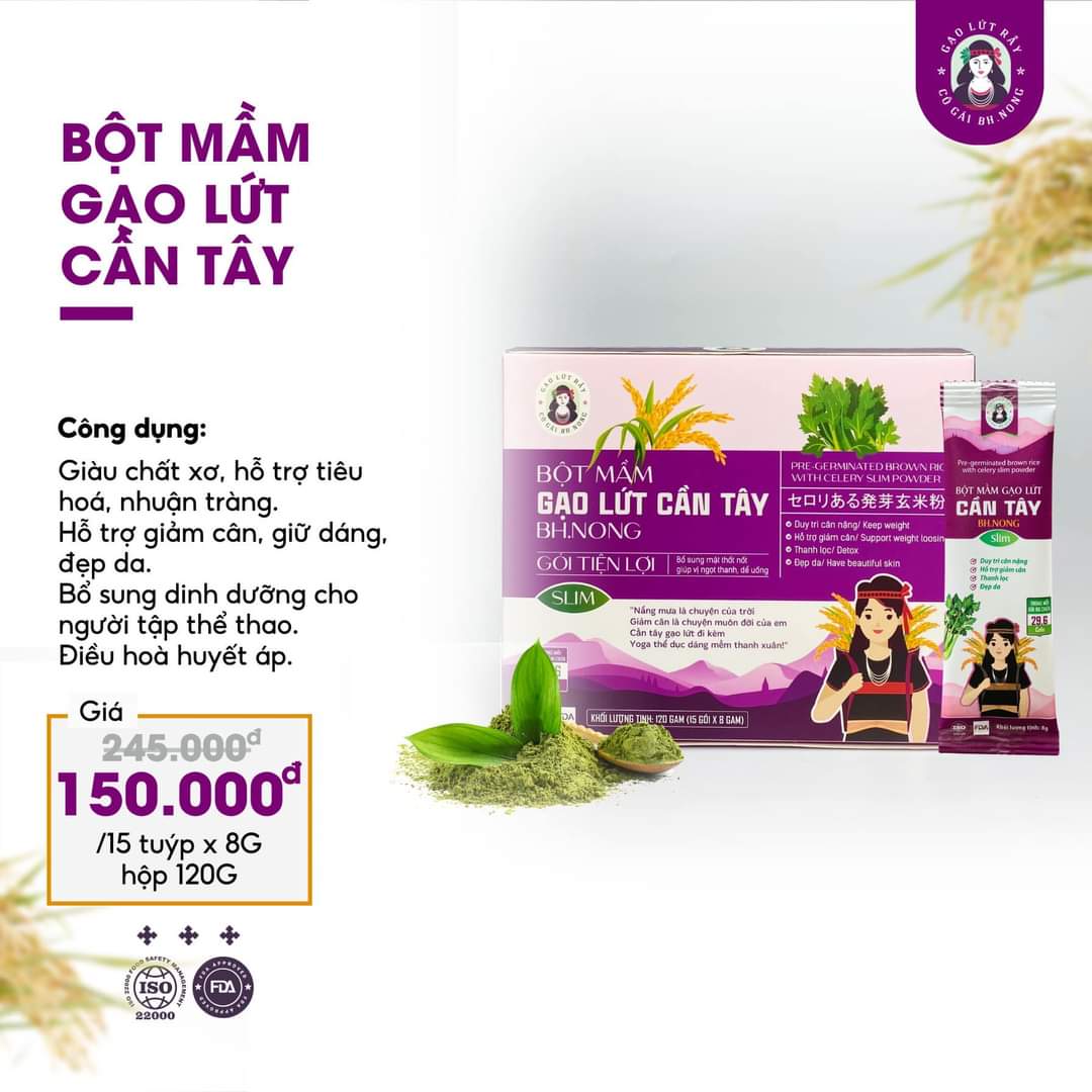 Freeship max - bột mầm gạo lứt cần tây bhnong giúp giảm cân, giữ dáng, đẹp da, thanh lọc, detox cơ thể - tâm an gạo lứt rẫy bh.nong