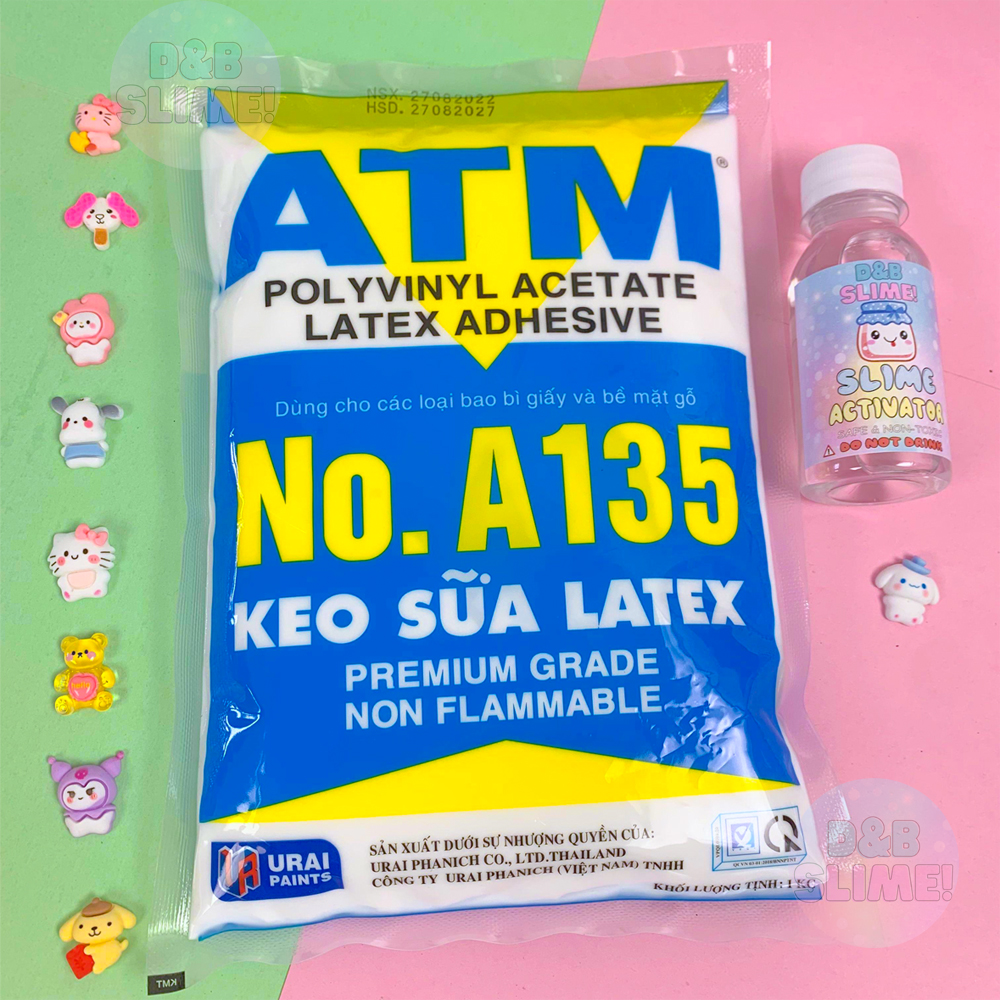 1kg keo sữa atm latex tặng kèm chai activator 120ml - nguyên liệu làm slime / keo dán tường / keo đa năng