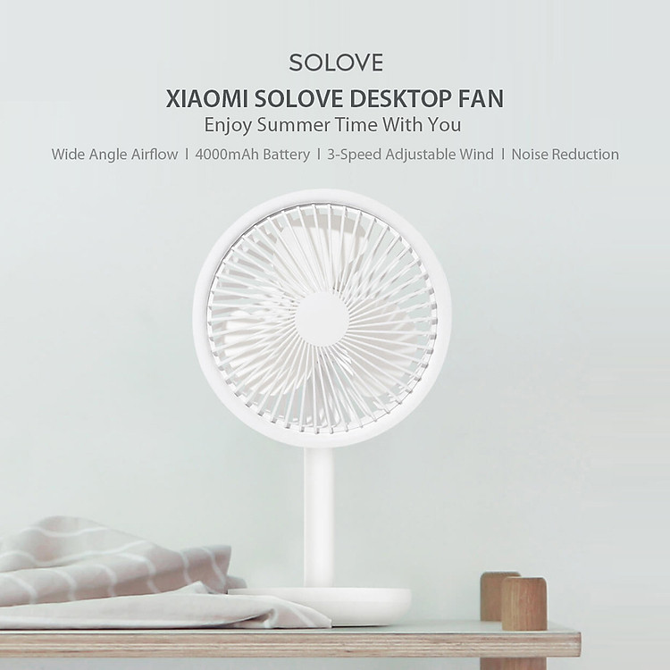 (GIÁ SIÊU RẺ) Quạt Tích Điện - Quạt Mini XIAOMI SOLOVE F5, Thiết Kế Nhỏ Gọn, Chế Độ Gió Tự Nhiên 3 Tốc Độ, Xoay Đa Chiều, Pin 4000mah Cho 12h Hoạt Động - Tiện Lợi Đi Du Lịch, Picnic.. Hỗ Trợ Sạc Nhanh Qua Cổng USB Type C