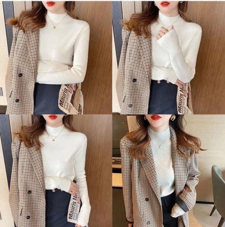 Áo len tăm nữ cổ 3p mềm mịn ấm áp, áo len nữ tay dài siêu xinh