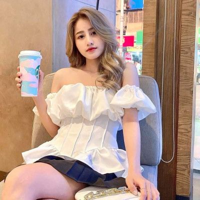 Áo trễ vai xoè bo eo tôn dáng tiểu thư xinh