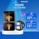 [SIÊU SALE TẶNG NỒI CƠM-SLCH] Nồi Chiên Không Dầu Philips NA462/70  Hai Giỏ Xếp Chồng | 10L - Hàng Chính Hãng