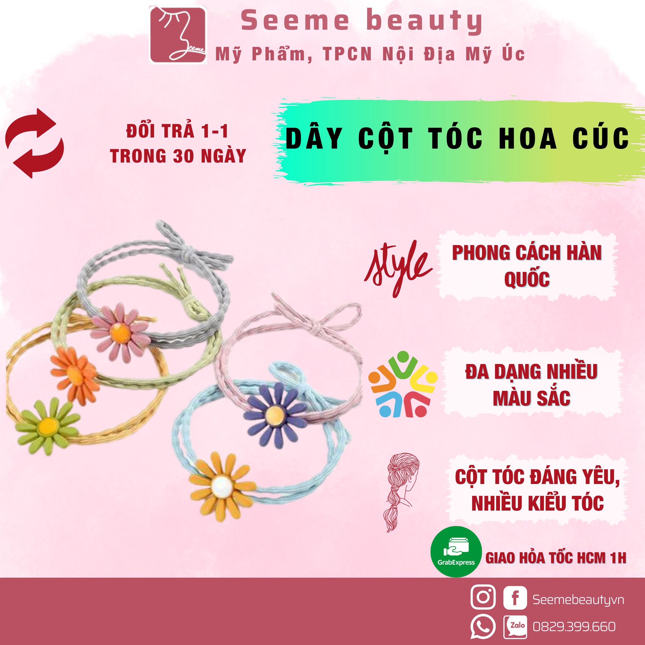 Dây cột tóc hoa cúc nhiêu màu dây thun buộc tóc nữ Hàn Quốc đẹp dễ thương -TG-00202