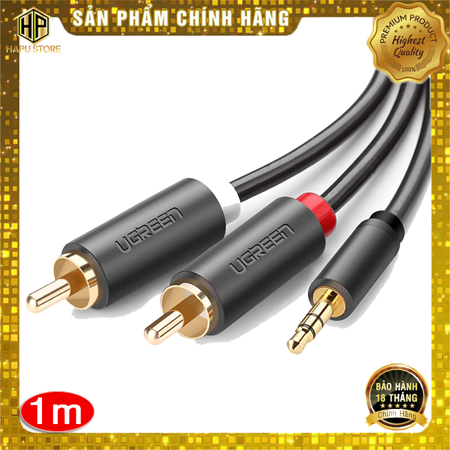 Cáp Audio 3.5mm 1 ra 2 RCA Ugreen 10772 dài 1m chính hãng - Hapustore