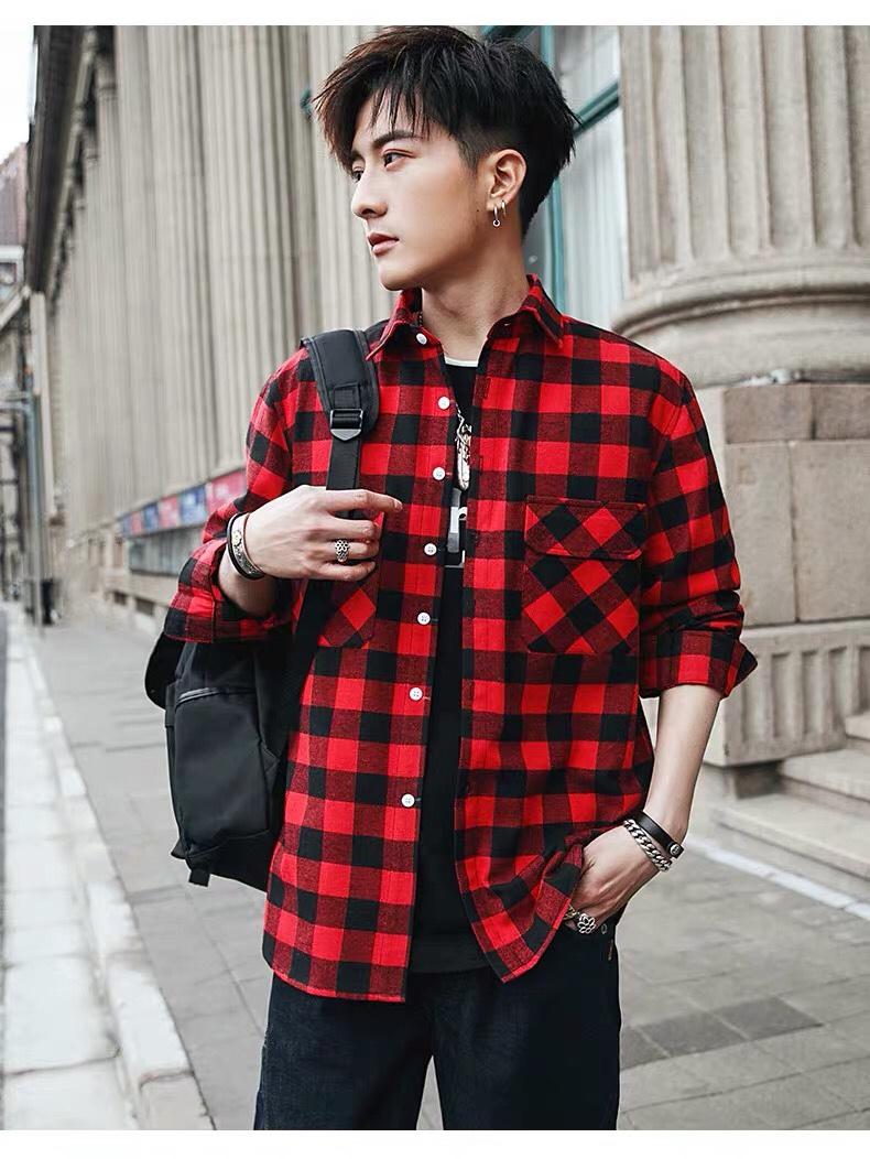 Áo sơ mi ca rô nam phối chữ kate thái chống nhăn siêu chất 2019