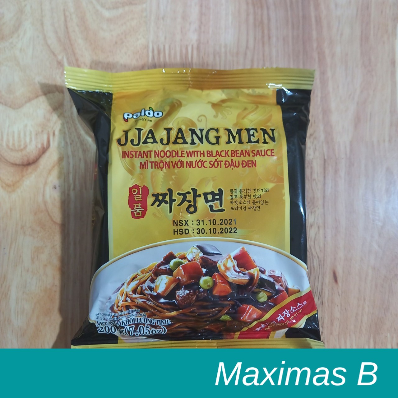 Mì trộn tương đen Paldo Jjajangmen gói 200g Sợi mì vàng dai ngon từ quyện trong nước sốt mì tương đe