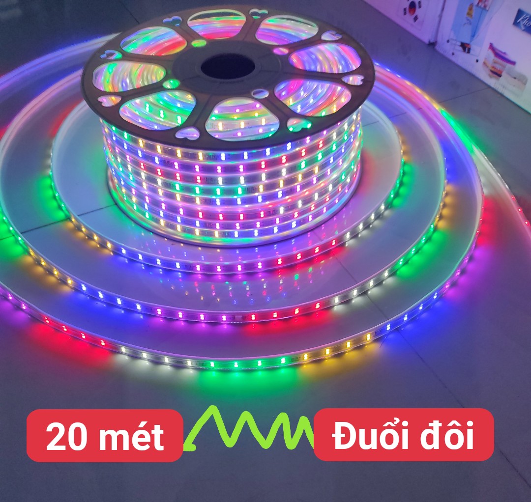 [TẶNG NGUỒN- 20 MÉT] Đèn led 7 màu-dây đèn led trang trí ngoài trời nhiều chế độ nháy+ KÈM DÂY NGUỒN CẮM SẴN, cắm điện trực tiếp 220V, dây chống nước, độ bền cao