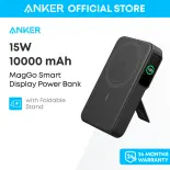 Sạc dự phòng Anker MagGo Power Bank Qi2 Certified 15W Ultra-Fast MagSafe-Compatible Portable Charger, 10,000mAh Battery Pack with Smart Display and Foldable Stand, For iPhone 17/16/15/14, Màn hình LED thông minh tuỳ biến