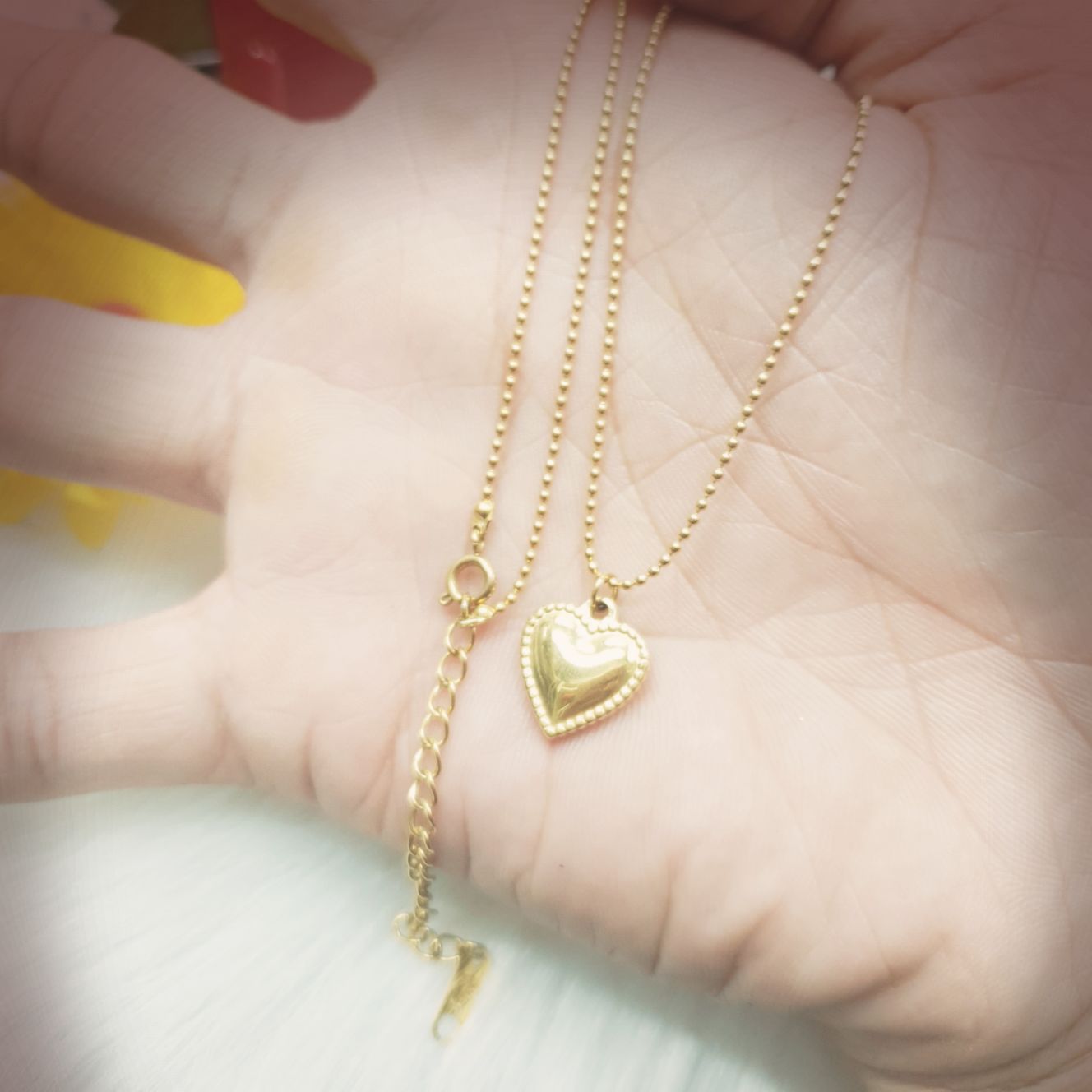 (Hàng quốc tế- Dùng tắm rửa thoải mái) Dây Trái Tim Hạt Bi Titanium Cao Cấp- Dây bi kết hợp dùng liên tục không tháo