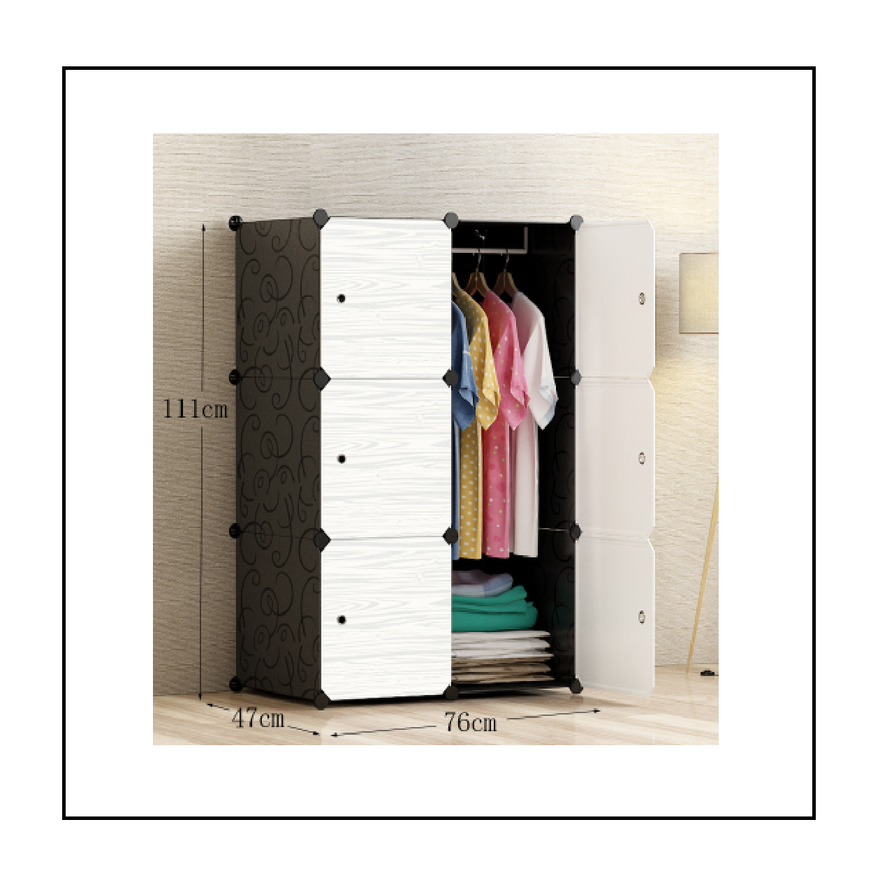 Tủ ghép 6 ngăn - tủ nhưa ghép 6 ngăn móc quần áo kích thước 110x74x47cm.